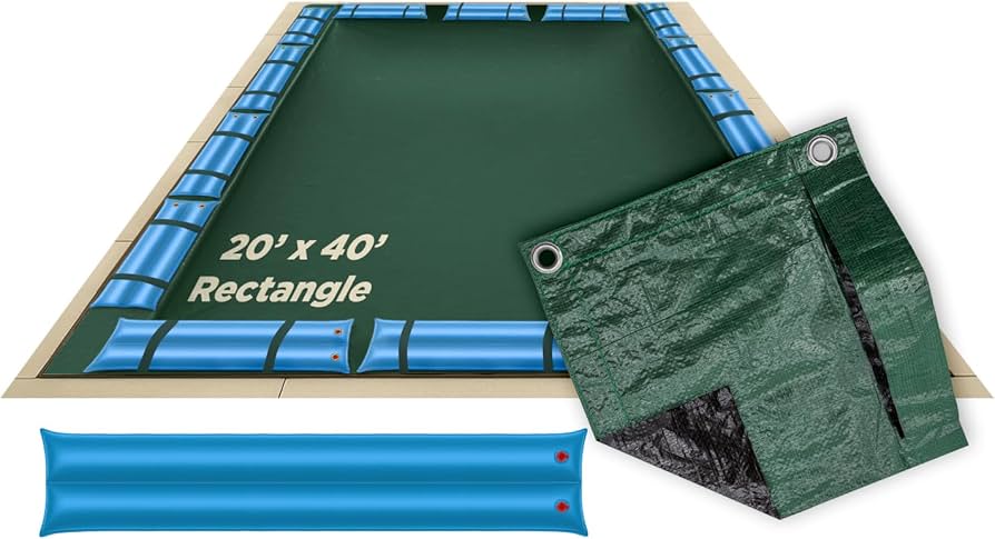 GPC Winter Covers 20' x 40' Green/Black Unbound Rectangle IG Winter Cover